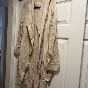 silence + noise Light Beige Draped Trench Coat